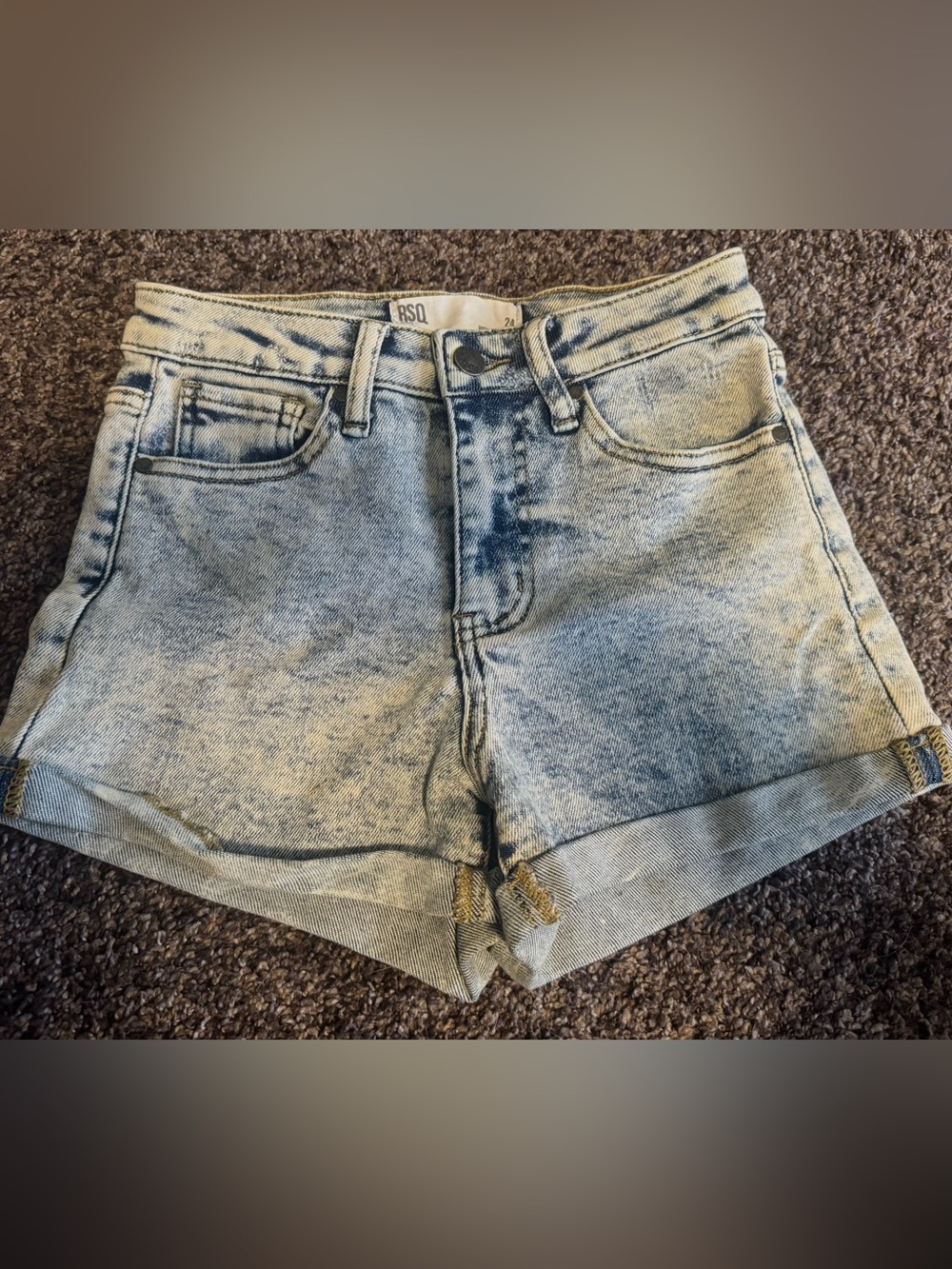 RSQ Acid Wash Light Blue Denim Shorts